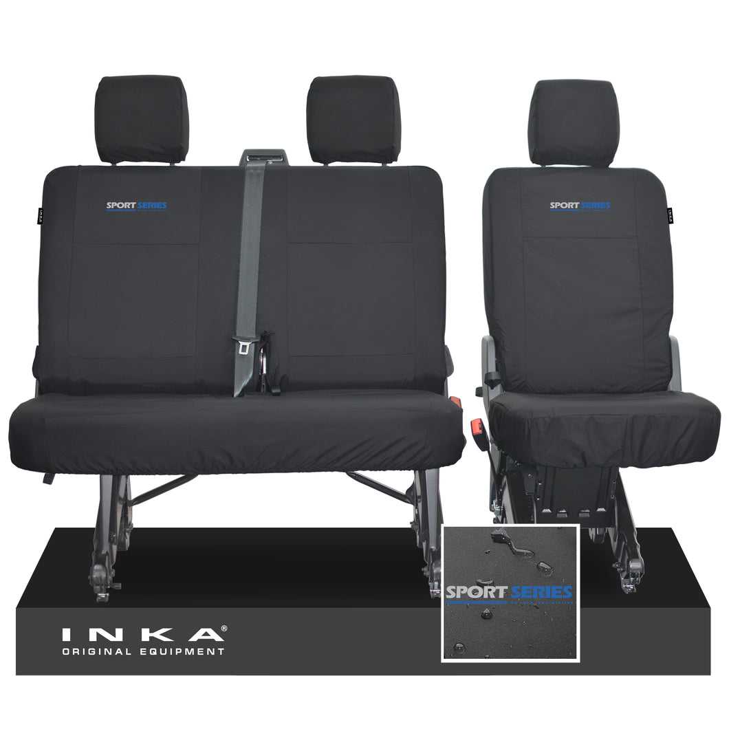 VW Transporter T6.1, T6 INKA Rear Set 2+1 Tailored Waterproof Seat Covers Black