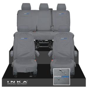 VW Transporter T6.1, T6, T5.1 INKA Front & Rear Tailored Waterproof Seat Covers Grey MY 10-24