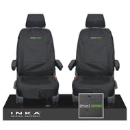 VW Transporter Shuttle T6.1, T6 Front 1+1 Tailored Waterproof Seat Covers Black MY-15-23 - Sport-Series Embroidery
