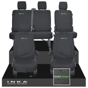 VW Transporter T6.1, T6, T5.1 Front 1+1 & Rear 2+1 Tailored Waterproof Seat Covers Black MY-10-24