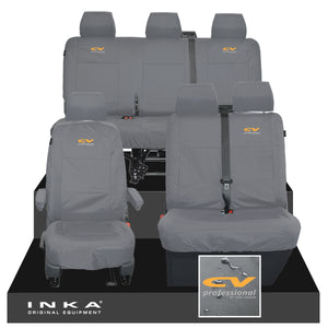 VW Transporter T6.1, T6, T5.1 Front 1+2 & Rear Triple Tailored Waterproof Seat Covers Grey MY 10-24