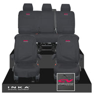 VW Transporter T6.1, T6, T5.1 INKA Front & Rear Tailored Waterproof Seat Covers Black MY 10-24 - CV Professional Embroidery