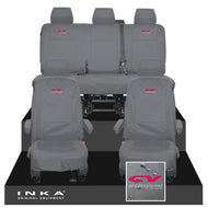 VW Transporter T6.1, T6, T5.1 INKA Front & Rear Tailored Waterproof Seat Covers Grey MY 10-24 - CV Professional Embroidery