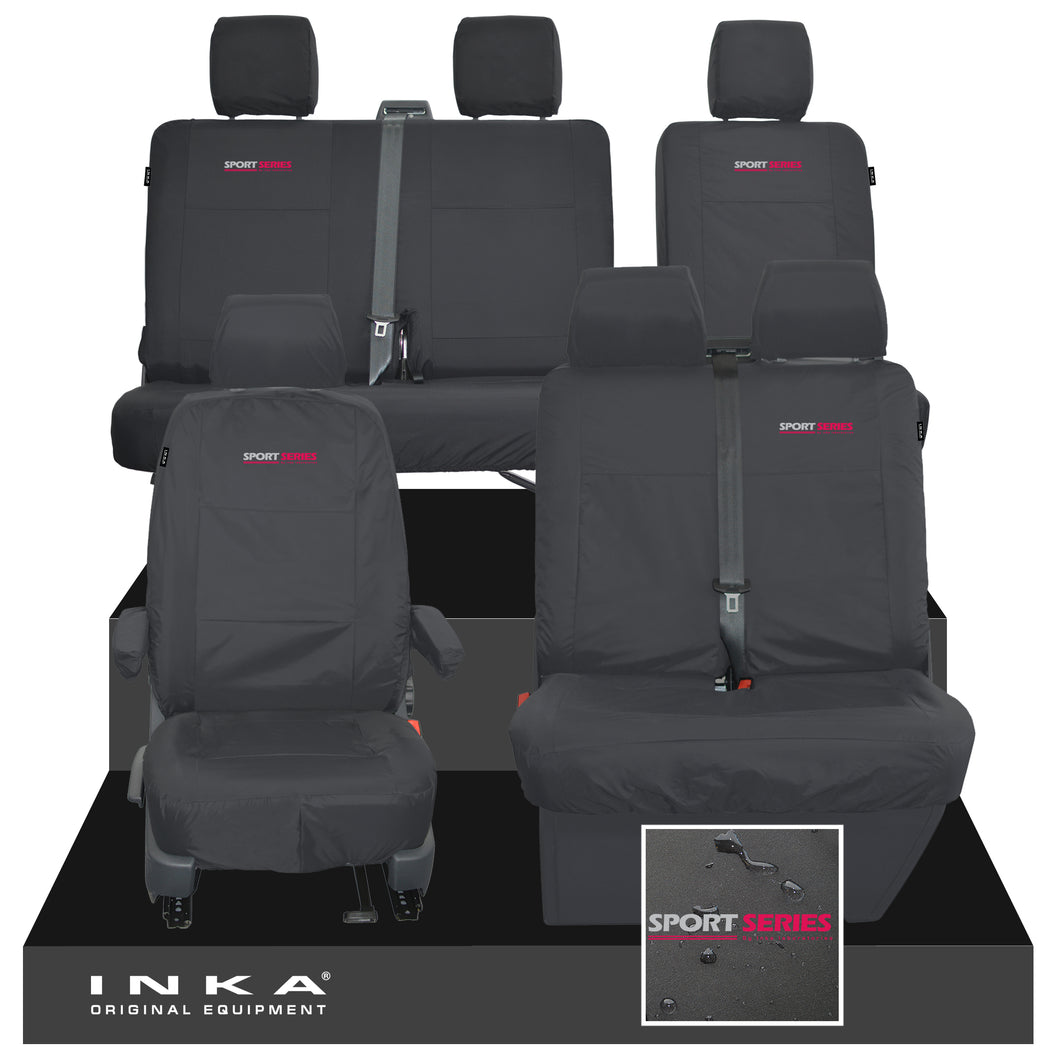 VW Transporter T6.1, T6, T5.1 Front 1+2 & Rear 2+1 Tailored Waterproof Seat Covers Black MY-10-24