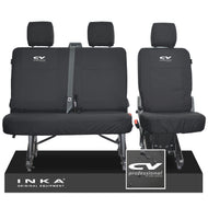 VW Transporter T6.1, T6 INKA Rear Set 2+1 Tailored Waterproof Seat Covers Black - CV Professional Embroidery