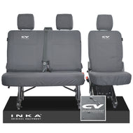 VW Transporter T6.1, T6 INKA Rear Set 2+1 Tailored Waterproof Seat Covers Grey - CV Professional Embroidery