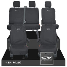 Load image into Gallery viewer, VW Transporter T6.1, T6, T5.1 Front 1+1 &amp; Rear 2+1 Tailored Waterproof Seat Covers Black MY-10-24
