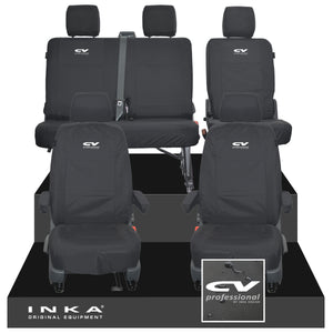 VW Transporter T6.1, T6, T5.1 Front 1+1 & Rear 2+1 Tailored Waterproof Seat Covers Black MY-10-24