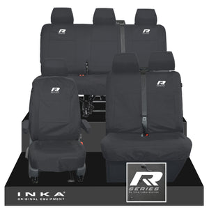 VW Transporter T6.1, T6, T5.1 Front 1+2 & Rear Triple Tailored Waterproof Seat Covers Black MY 10-24