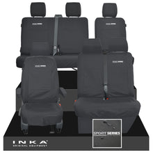 Load image into Gallery viewer, VW Transporter T6.1, T6, T5.1 Front 1+2 &amp; Rear 2+1 Tailored Waterproof Seat Covers Black MY-10-24
