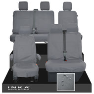 VW Transporter T6.1, T6, T5.1 Front 1+2 & Rear 2+1 Tailored Waterproof Seat Covers Grey MY-10-24 - Plain (inferred) Embroidery