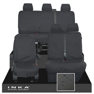 VW Transporter T6.1, T6, T5.1 Front 1+2 & Rear Triple Tailored Waterproof Seat Covers Black MY 10-24