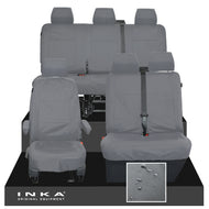 VW Transporter T6.1, T6, T5.1 Front 1+2 & Rear Triple Tailored Waterproof Seat Covers Grey MY 10-24 - Plain (inferred) Embroidery