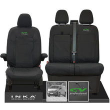 Load image into Gallery viewer, New VW Transporter T7 Panel Van INKA Front Set Tailored Waterproof Seat Covers Black MY25 Onwards - CV Professional Embroidery
