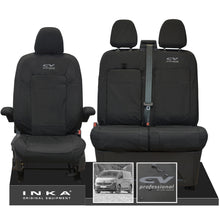 Load image into Gallery viewer, New VW Transporter T7 Panel Van INKA Front Set Tailored Waterproof Seat Covers Black MY25 Onwards - CV Professional Embroidery
