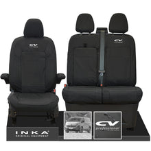 Load image into Gallery viewer, New VW Transporter T7 Panel Van INKA Front Set Tailored Waterproof Seat Covers Black MY25 Onwards - CV Professional Embroidery
