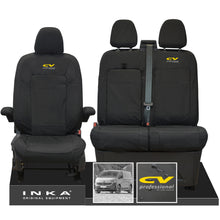 Load image into Gallery viewer, New VW Transporter T7 Panel Van INKA Front Set Tailored Waterproof Seat Covers Black MY25 Onwards - CV Professional Embroidery
