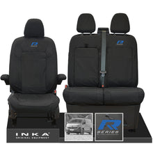 Load image into Gallery viewer, New VW Transporter T7 Panel Van INKA Front Set Tailored Waterproof Seat Covers Black MY25 Onwards - R Series Embroidery
