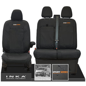 New VW Transporter T7 Panel Van INKA Front Set Tailored Waterproof Seat Covers Black MY25 Onwards