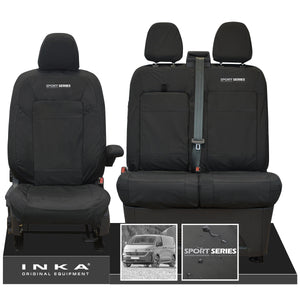 New VW Transporter T7 Panel Van INKA Front Set Tailored Waterproof Seat Covers Black MY25 Onwards