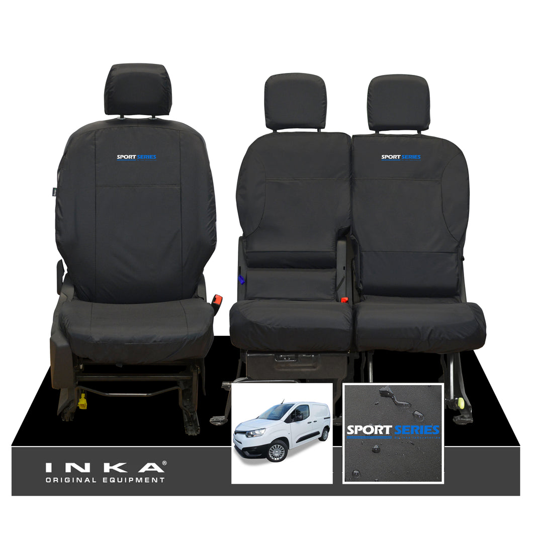 Toyota Proace City INKA Front Set 1+2 Tailored Waterproof Seat Covers Black MY-2019 Onwards