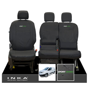 Toyota Proace City INKA Front Set 1+2 Tailored Waterproof Seat Covers Black MY-2019 Onwards