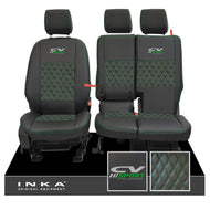 Ford Transit Connect Front 1+2 INKA Bentley Leatherette Tailored Seat Covers Black MY13-24 - CV Sport Embroidery
