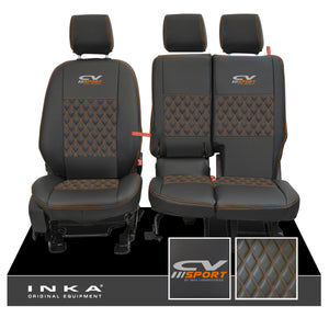 Ford Transit Connect Front 1+2 INKA Bentley Leatherette Tailored Seat Covers Black MY13-24