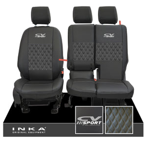 Ford Transit Connect Front 1+2 INKA Bentley Leatherette Tailored Seat Covers Black MY13-24