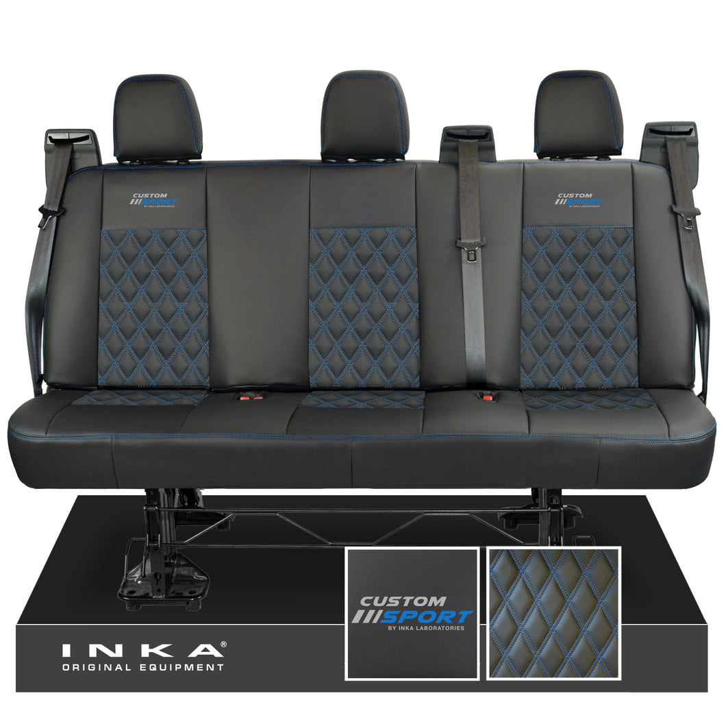 Ford Transit Custom INKA Custom Sport Rear Triple Tailored Leatherette Bentley Diamond Quilt Seat Covers Black MY12-23