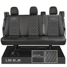 Load image into Gallery viewer, Ford Transit Custom INKA Custom Racing Rear Triple Tailored Leatherette Bentley Diamond Quilt Seat Covers Black MY12-23
