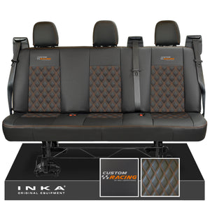 Ford Transit Custom INKA Custom Racing Rear Triple Tailored Leatherette Bentley Diamond Quilt Seat Covers Black MY12-23