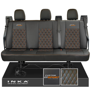 Ford Transit Custom INKA Custom Sport Rear Triple Tailored Leatherette Bentley Diamond Quilt Seat Covers Black MY12-23