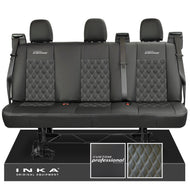 Ford Transit Custom INKA Custom Professional Rear Triple Tailored Leatherette Bentley Diamond Quilt Seat Covers Black MY12-25