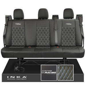 Ford Transit Custom INKA Custom Racing Rear Triple Tailored Leatherette Bentley Diamond Quilt Seat Covers Black MY12-23