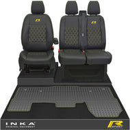 Ford Transit MK8/MK9 Front 1+2 Bentley Diamond Quilt Leatherette Tailored Seat Covers & Tailored Rubber Mat Black MY14 Onwards (Choice of 7 Colours)