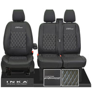 Ford Transit Custom INKA Front Tailored Seat Covers Black Bentley Diamond Quilt MY 2012-23 ( 7 COLORS ) - Custom Professional