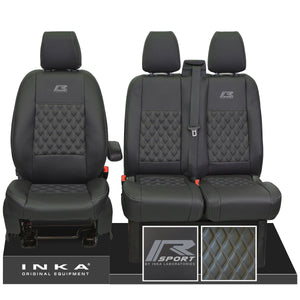 Ford Transit Custom INKA R-SPORT Bentley Diamond Quilt Leatherette Front 1+2 Tailored Seat Covers Black MY-12-23