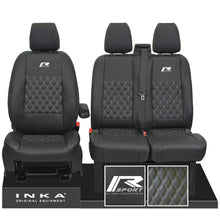 Load image into Gallery viewer, Ford Transit Custom INKA R-SPORT Bentley Diamond Quilt Leatherette Front 1+2 Tailored Seat Covers Black MY-12-23
