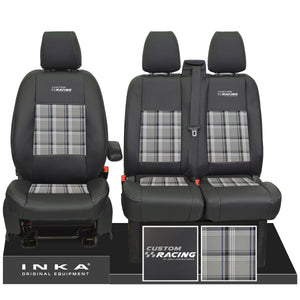 Ford Transit Custom INKA Racing Front 1+2 Tartan Leatherette Tailored Seat Covers Black MY12-23 Seven Colours