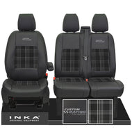 Ford Transit Custom INKA Custom Racing Front 1+2 Tartan Leatherette Tailored Seat Covers Black MY12-23 Seven Colours