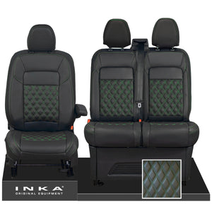 All New Ford Transit Custom Front 1+2 INKA Bentley Leatherette Tailored Seat Covers Black MY-2024 (Choice of 7 Colours)