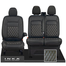 Load image into Gallery viewer, All New Ford Transit Custom Front 1+2 INKA Bentley Leatherette Tailored Seat Covers Black MY-2024 (Choice of 7 Colours)
