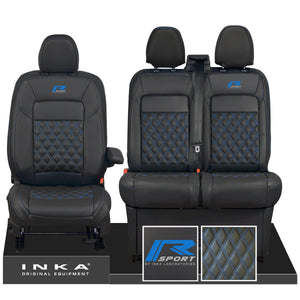 All New Ford Transit Custom R-SPORT Front 1+2 INKA Bentley Leatherette Tailored Seat Covers Black MY-2024 (Choice of 7 Colours)