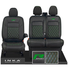 Load image into Gallery viewer, All New Ford Transit Custom R-SPORT Front 1+2 INKA Bentley Leatherette Tailored Seat Covers Black MY-2024 (Choice of 7 Colours)
