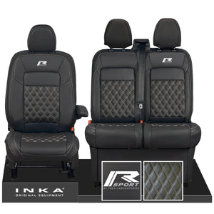 All New Ford Transit Custom R-SPORT Front 1+2 INKA Bentley Leatherette Tailored Seat Covers Black MY-2024 (Choice of 7 Colours)