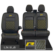 Load image into Gallery viewer, All New Ford Transit Custom R-SPORT Front 1+2 INKA Bentley Leatherette Tailored Seat Covers Black MY-2024 (Choice of 7 Colours)
