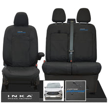 Load image into Gallery viewer, The All New Ford Transit Custom INKA Front 1+2 Tailored Waterproof Seat Covers Set Black MY-2024 Onwards
