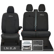 The All New Ford Transit Custom INKA Front 1+2 Tailored Waterproof Seat Covers Set Black MY-2024 Onwards - Custom Professional Embroidery