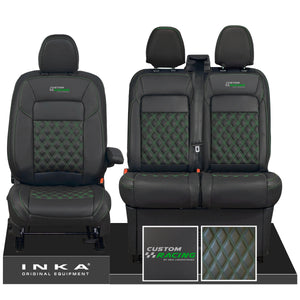 All New Ford Transit Custom Front 1+2 CUSTOM RACING INKA Bentley Leatherette Tailored Seat Covers Black MY-2024 (Choice of 7 Colours)